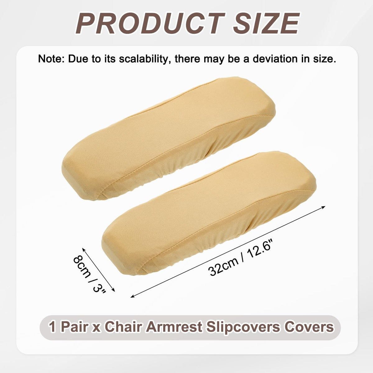 sourcing map Chair Armrest Slipcovers Covers, 32 x 8cm Polyester Removable Seat Hand Rest Protector for Office Chairs Desk ChairBeige