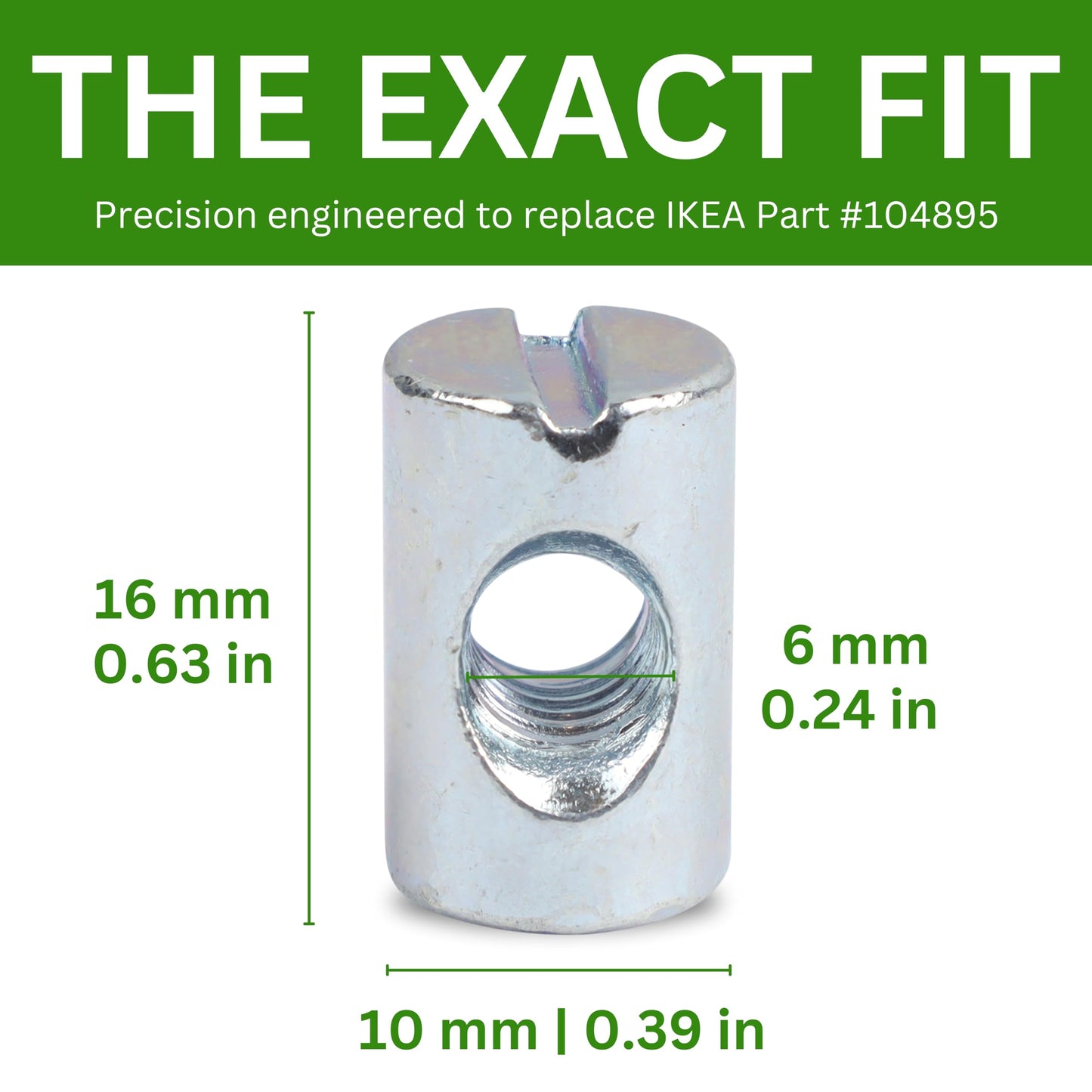 Spare Hardware Parts Cross Dowel Nut Sleeve | Replacement for IKEA Part # 104895 | Pack of 8