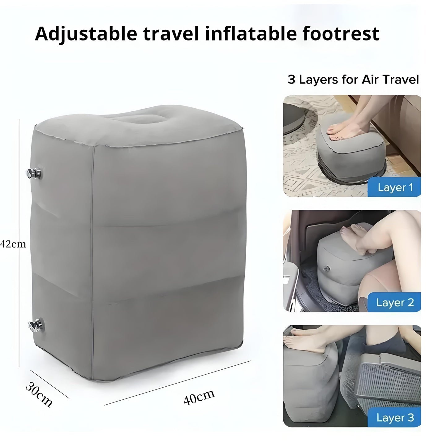 Buithafu Inflatable Footrest 2 Pack, Adjustable for Air Travel