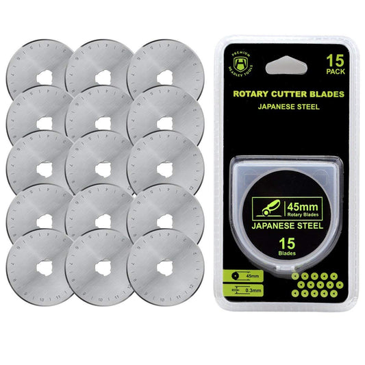 Headley Tools Rotary Cutter Blades 45mm(Pack of 15) Fits Olfa,Fiskars,Dafa,Dremel,Truecut Replacement, Quilting Scrapbooking Sewing Arts Crafts,Sharp