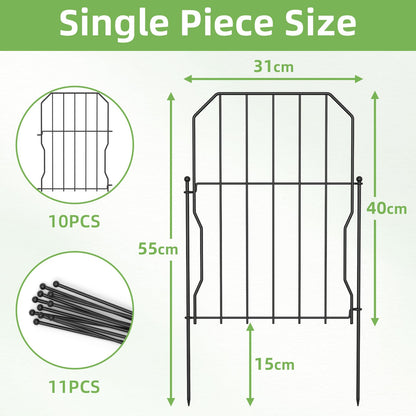 WELDUN Metal Garden Fence, Total 310CML 41CMH, 10 Pack Dog Fencing, Decorative Fences Garden Flower Bed and Animal Barrier, for Rabbit Dog Yard