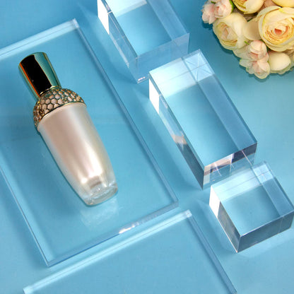 Kcgani Transparent Acrylic Display Blocks, 4pcs Cube, Cylinder, Round - Professional Photography Props & Small Item Display Stands