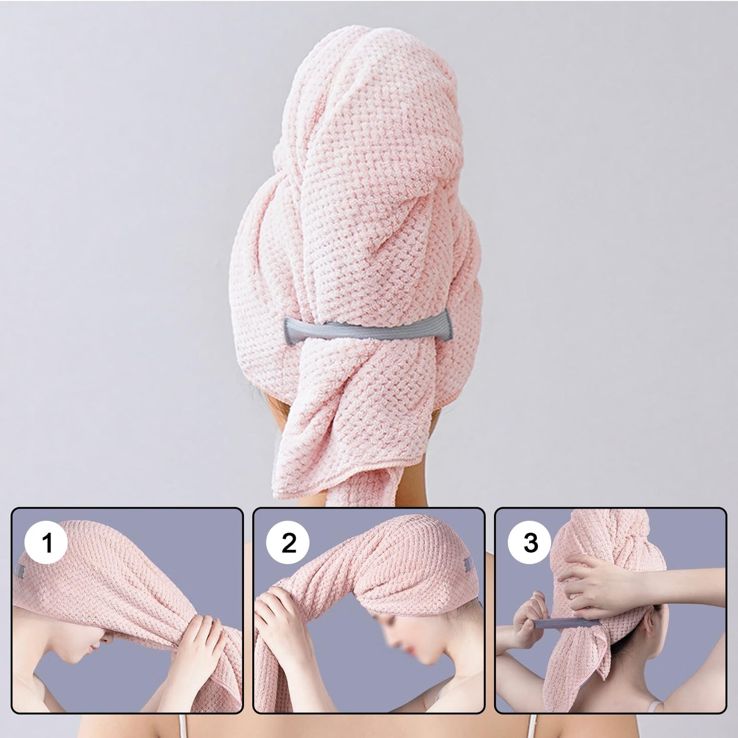 GAOHAN 2 Pack Large Microfibre Hair Drying Towel Wrap
