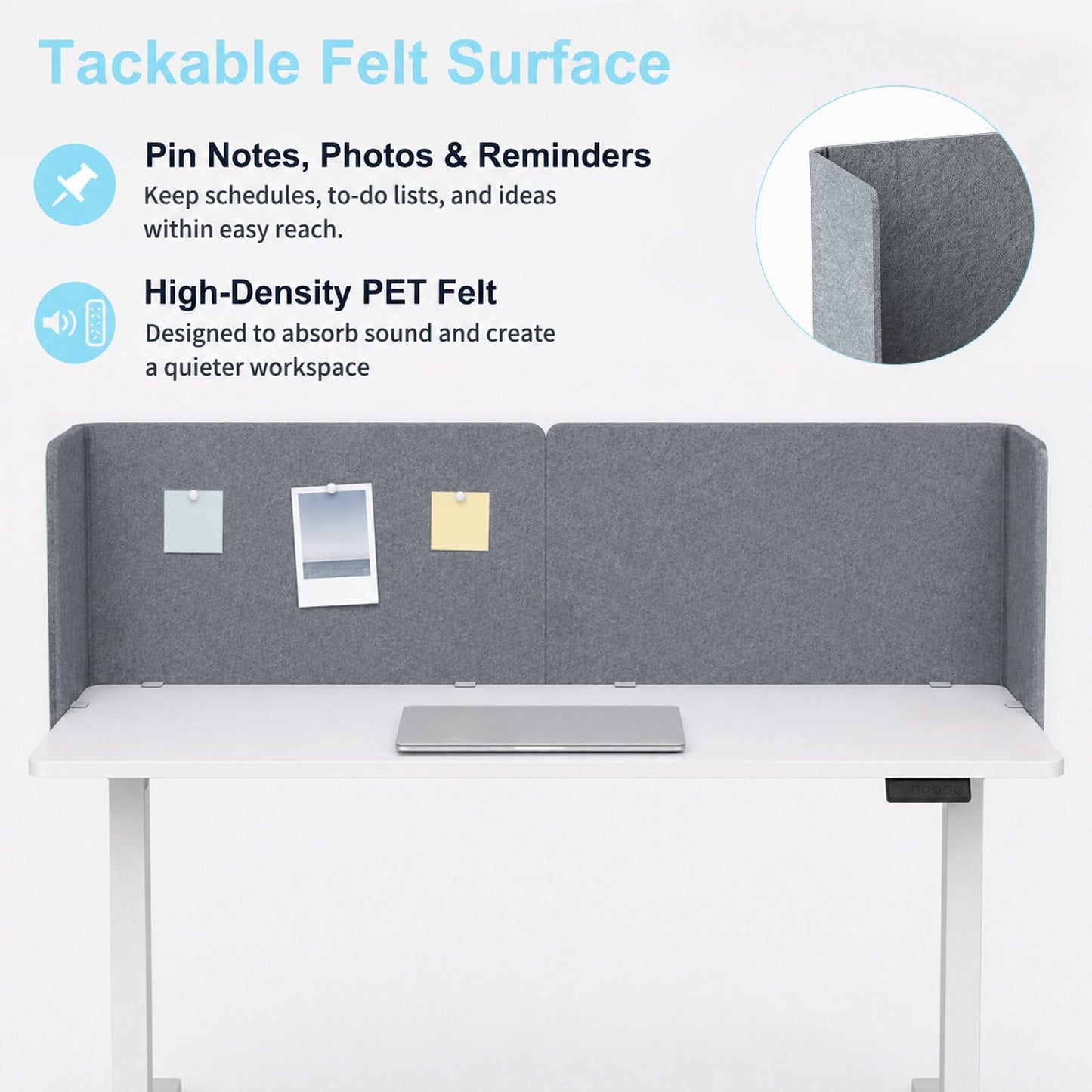 Desk Privacy Panel,2PCS,2-in-1 Soundproofing for Office,School & Home(Gray)