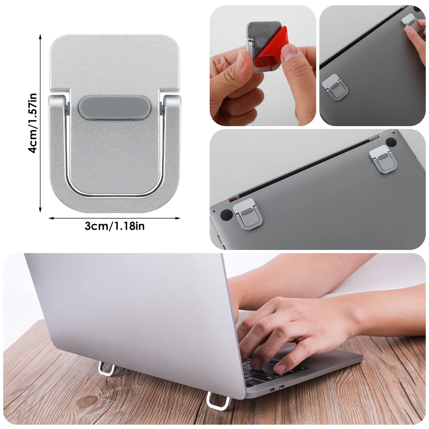 Bewudy 2PCS Portable Keyboard Riser, Self-Adhesive Mini Laptop Stand Invisible Computer Keyboard Stand for Desk