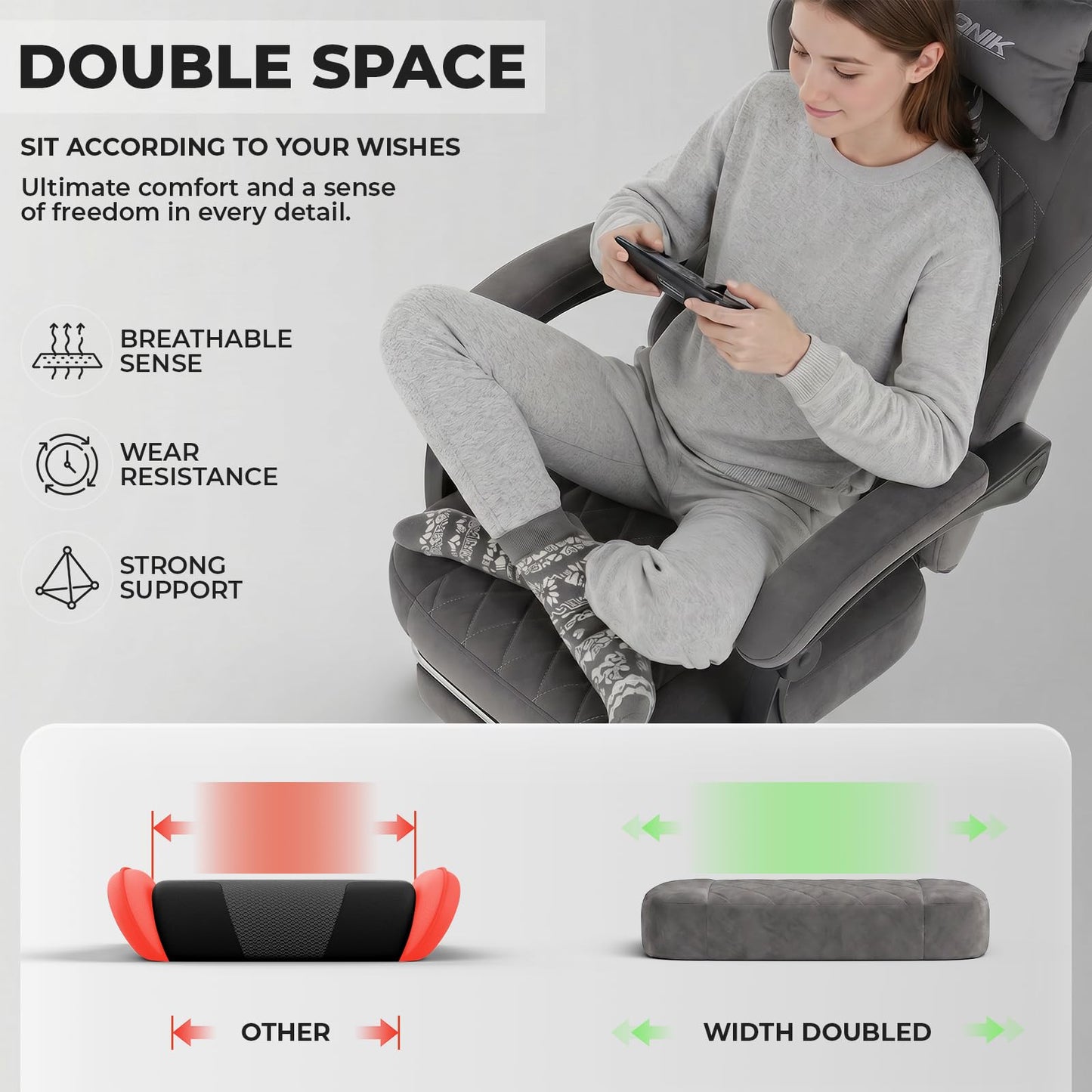 NIONIK Massage Gaming Chair with Footrest, Ergonomic Office Chair with Lumbar Support and Headrest