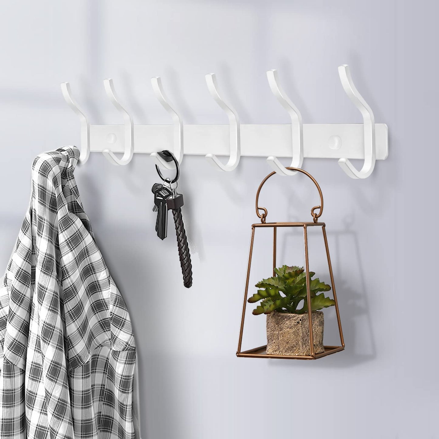 MEIJO Coat Hooks Wall Mounted, Coat Rack Wall Mounted Stainless Steel with 6 Hooks Heavy Duty Coat Hooks for Door, Bedroom, Bathroom, Kitchen