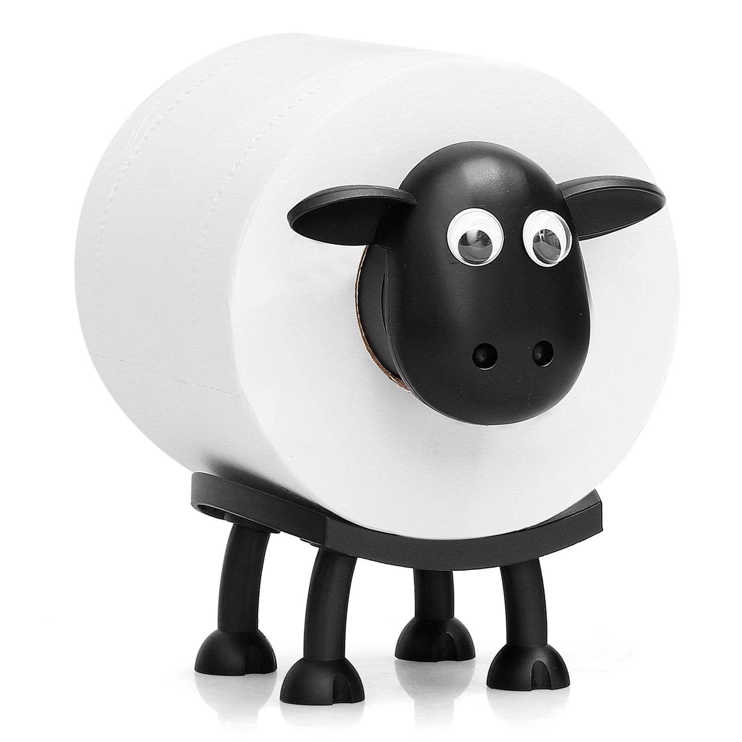 VELENTI Sheep Toilet Roll Holder - Funny Toilet Paper Holder Free Standing Bathroom Set - 3D Printed Black Sheep Loo Roll Holder