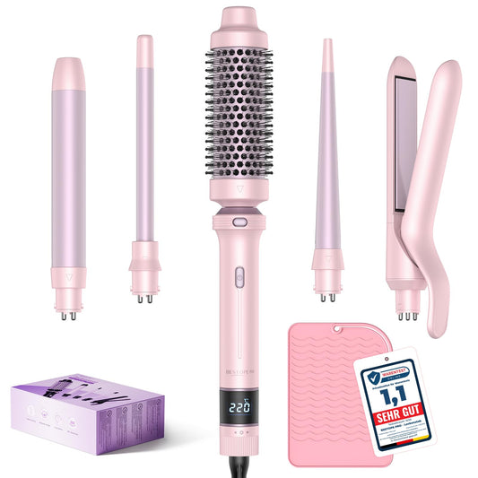 BESTOPE PRO 5 in 1 Hair Curling Wand, Hair Curler Set with Thermal Brush and Hair Straightener, 13 Temps Control for All Hair Lengths, with Heat