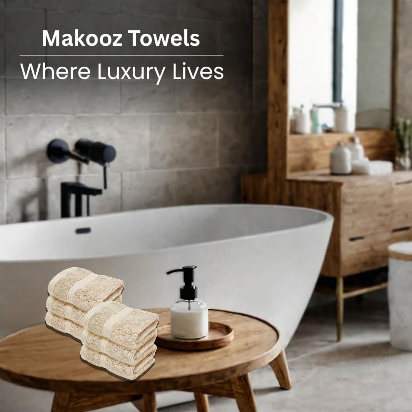 Makooz Luxurious Bamboo Face Flannels Pack of 6-700 GSM Thick Bamboo Face Cloth Towel Set - Silky Soft, Absorbent, Quick Dry Wash Cloth