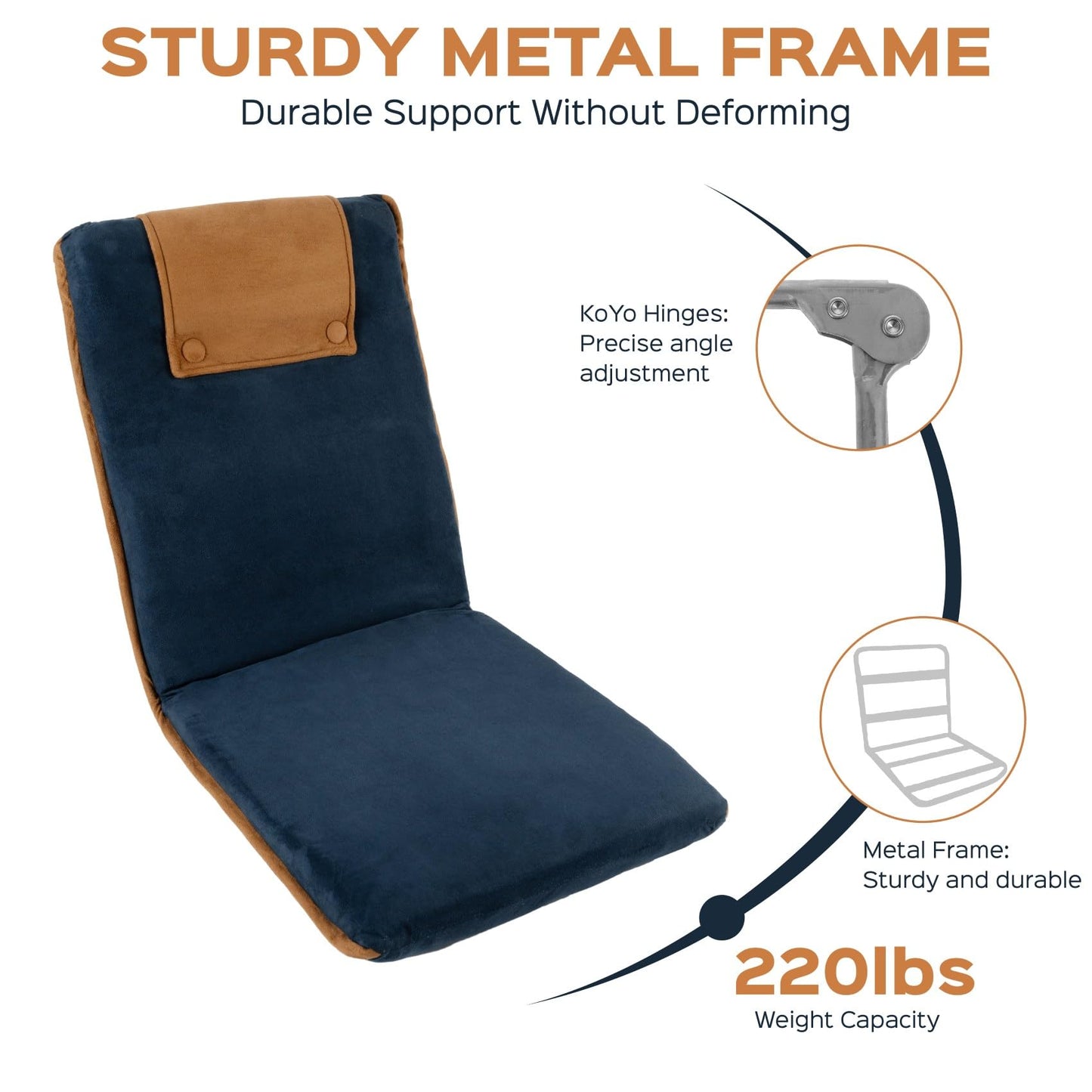 bonVIVO EASY II Folding Floor Chair Adjustable Back Support Dark Grey