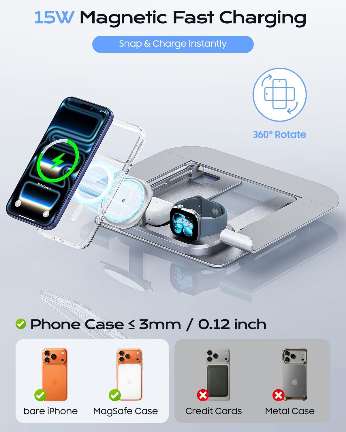 Nolansend Laptop Stand with 4-in-1 Wireless Charging Station