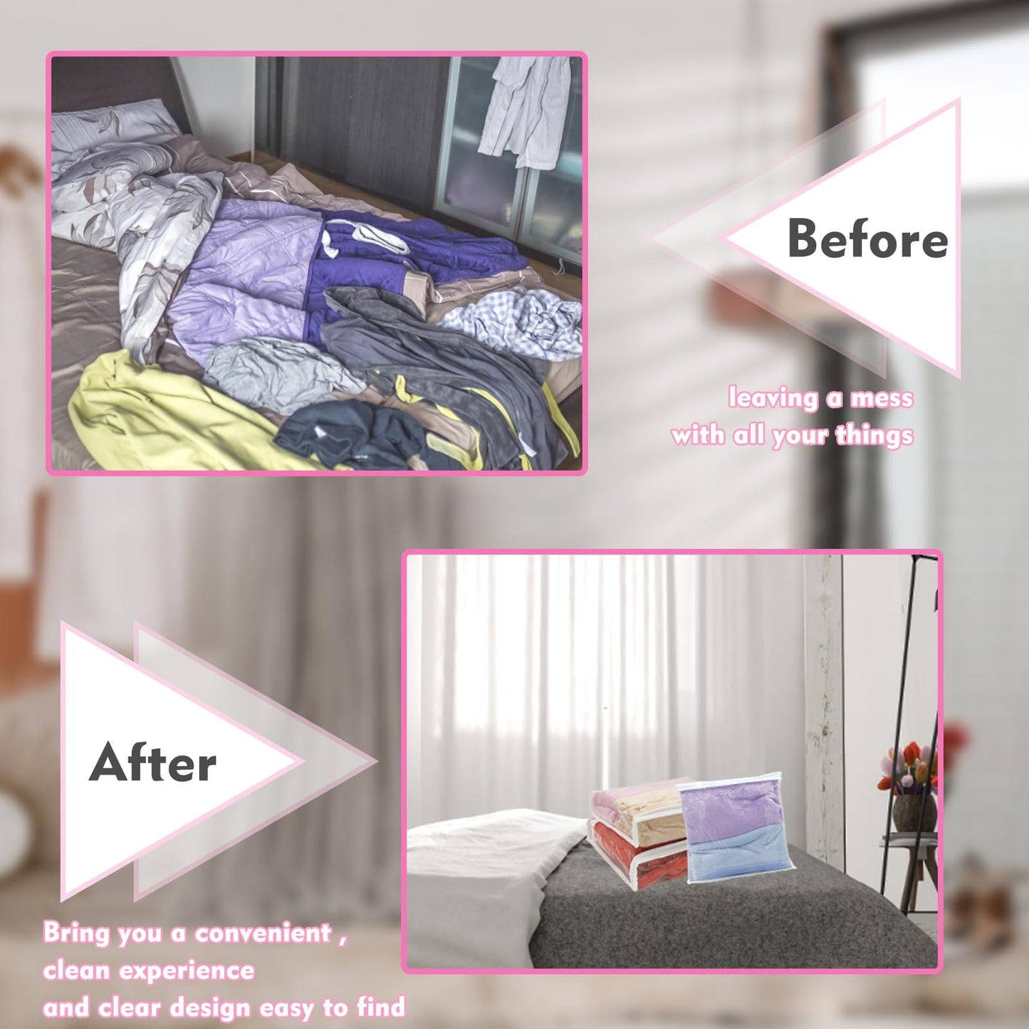 20 Pcs Clear Vinyl Zippered Sweater Storage Bags with Zipper Plastic Organizer,26 x 26 x 6 cm Storage for Clothing Blankets Sheet Linen Bed Cube