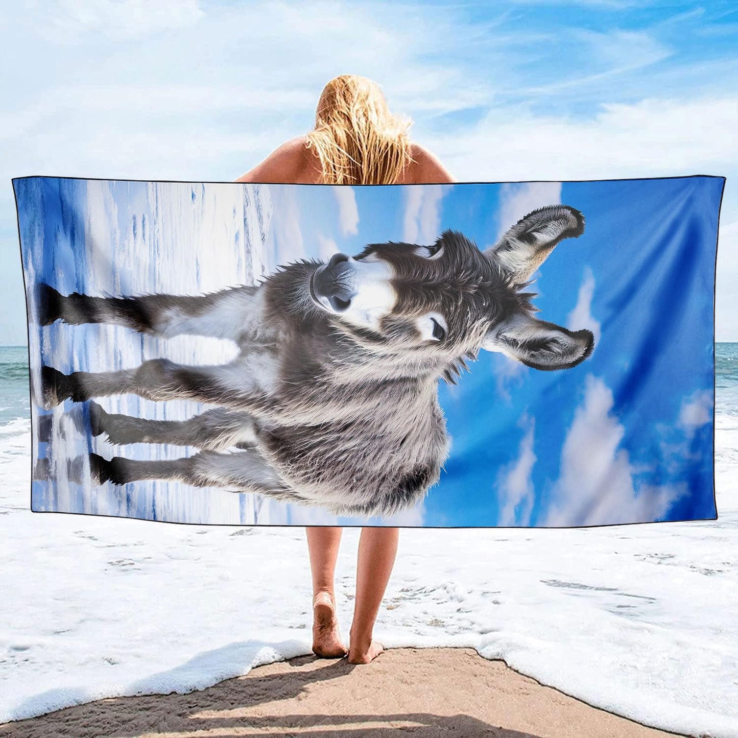 YISUMEI Donkey Beach Towels for Adults Extra Large 180 x 90 cm, Microfibre Quick Dry Towel for Travel Swimming Camping Sports