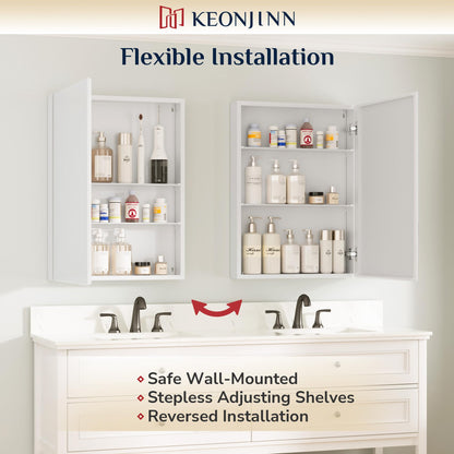 Keonjinn Bathroom Cabinets with Mirror - 90x80cm Aluminum bathroom Mirror Cabinets