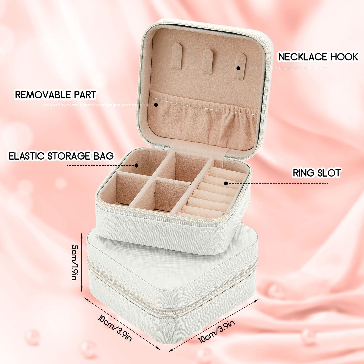 Taiyin 6 Pcs Travel Jewelry Case Jewelry Travel Organizer Small Jewelry Box Bridesmaid Gift Boxes Mini Storage Organizer Box (White)