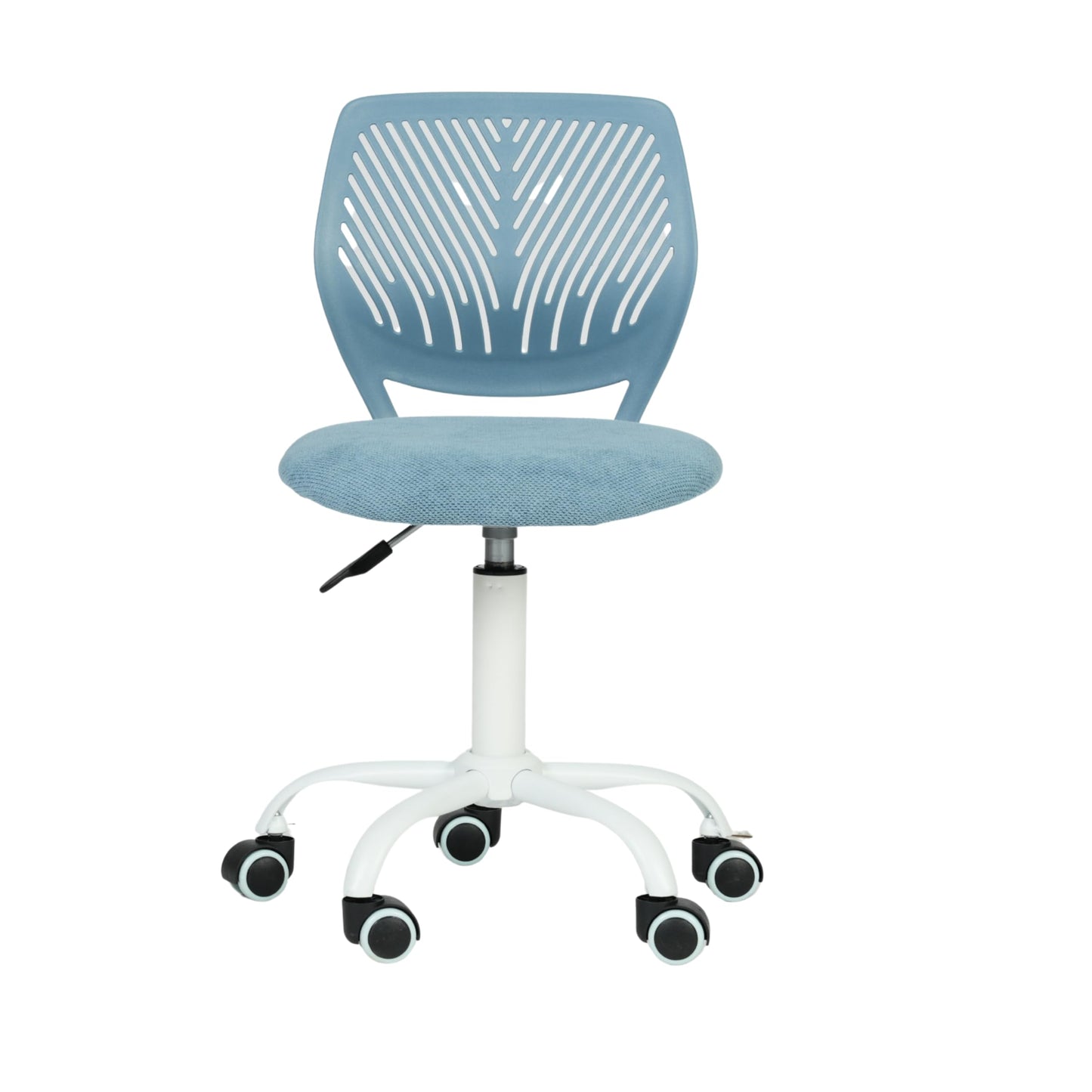 FurnitureR Ergonomic Adjustable Height Turner Rolling Computer Executive Chair for Home Office Study Pale Blue, Metal Plastic, 38CM x39CM x75-85CM