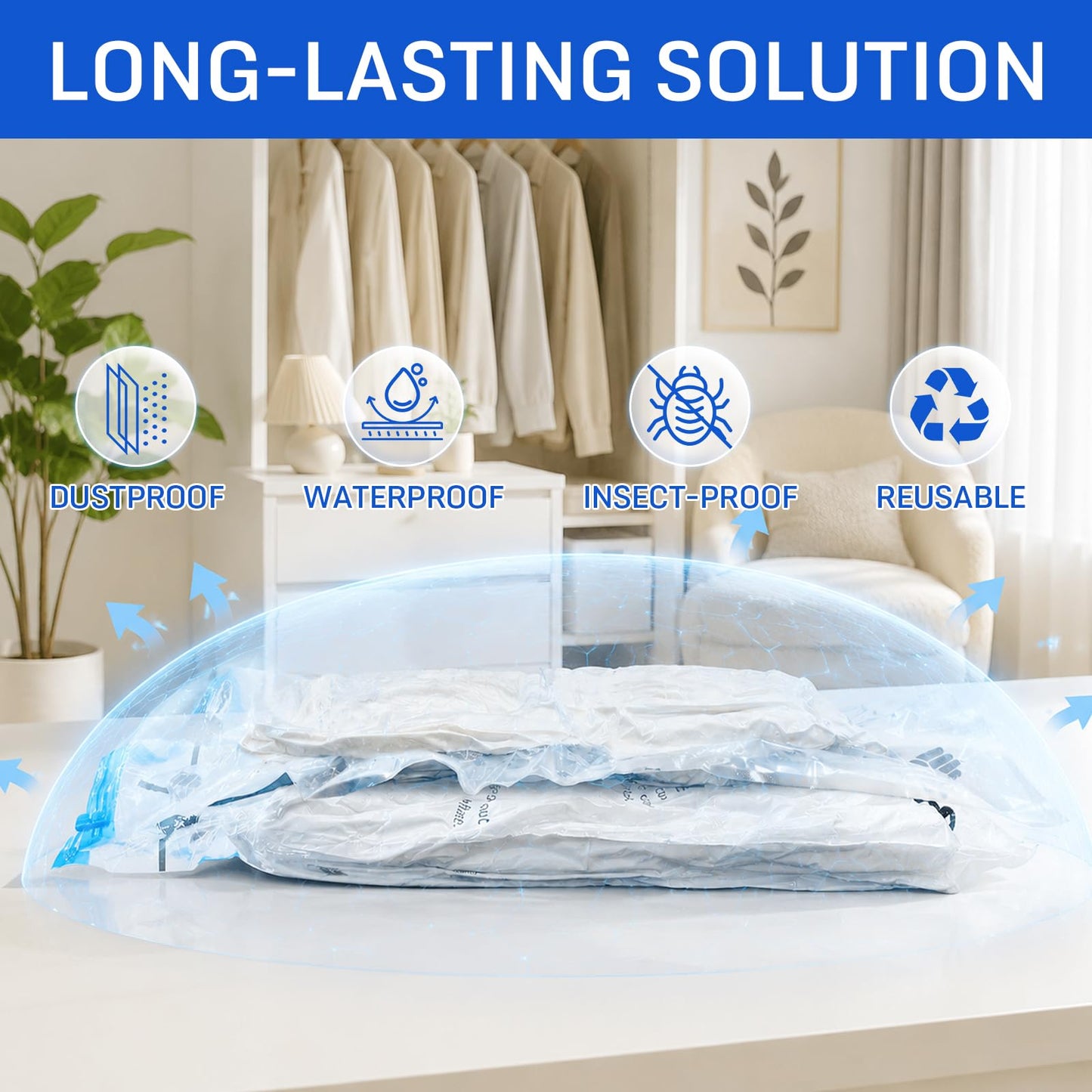 CaptainFive Vacuum Storage Bags Large 6 Packs(31.5'' x 24'), Vacuum Pack Bags for Clothes, Pillows, Comforters, Duvets