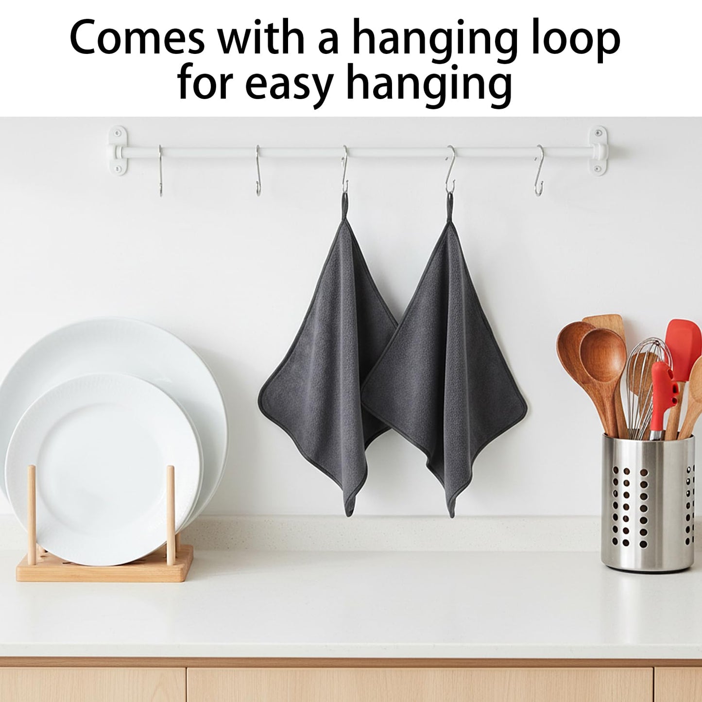 saerryor Microfiber Hand Towels with Hanging Loop Kitchen Hand Towels