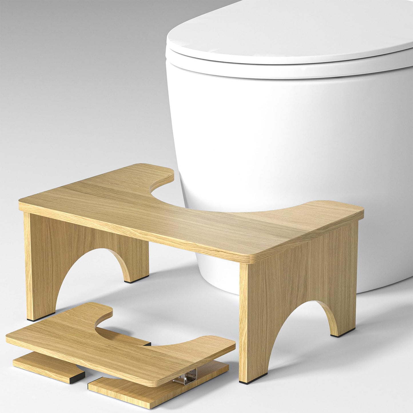 Folding Bamboo Squatting Potty for Adult Toilet Stool, 7 Inch Non-Slip Toilet Poo Stool Adult, Kids Aid and Seniors, Portable and Space-Saving