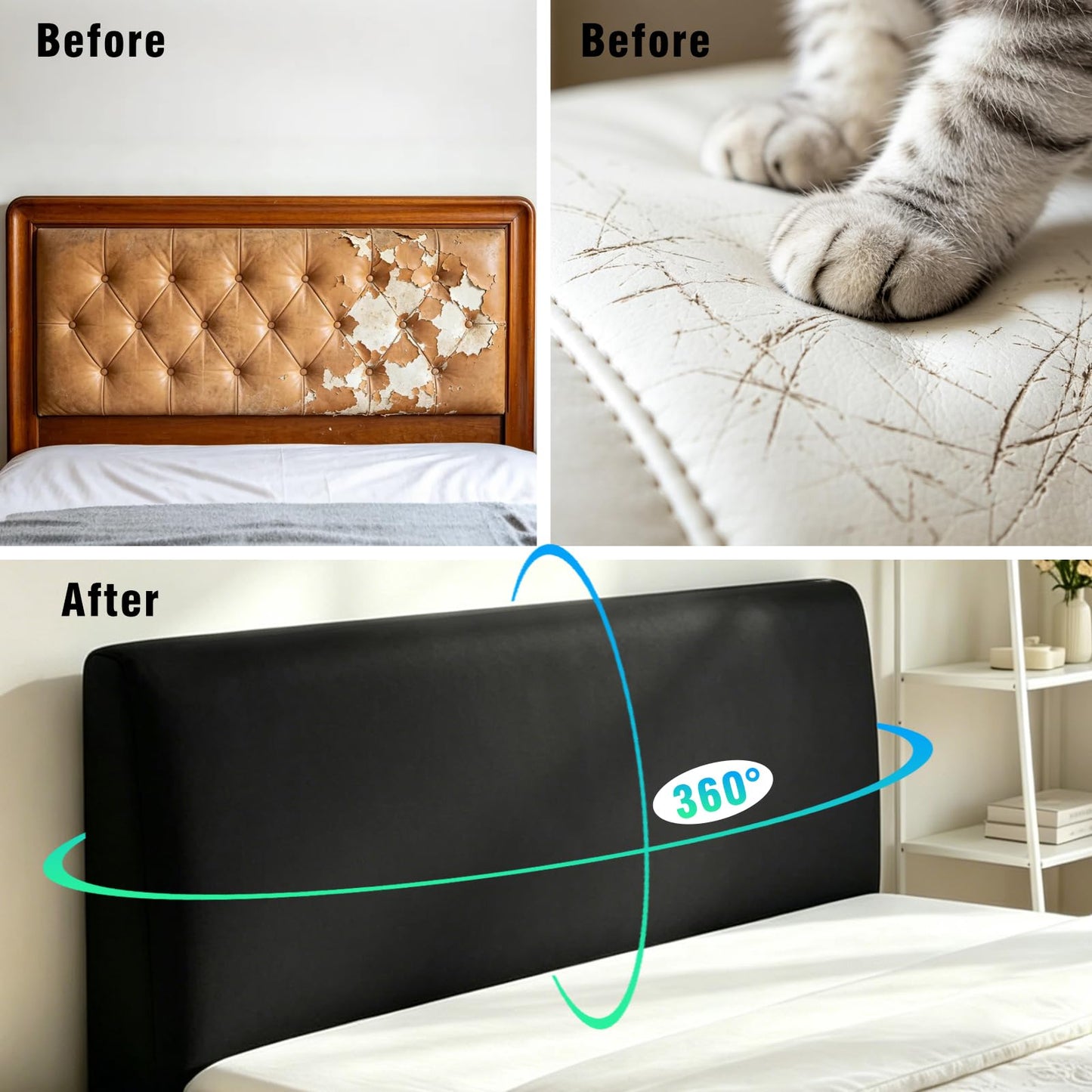 Sueving Stretch Headboard Cover, Bed Headboard Cover, Dustproof Headboard Wrap, All-Inclusive Bed Head Protector for Single/Double/King/Super King