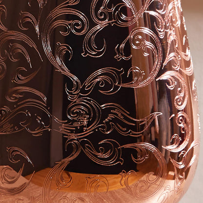 SKY FISH Stainless Steel Wine Glasses - Etching Stemless Cocktail Tumblers Set of 4, Copper Gin Glass, Handwash.