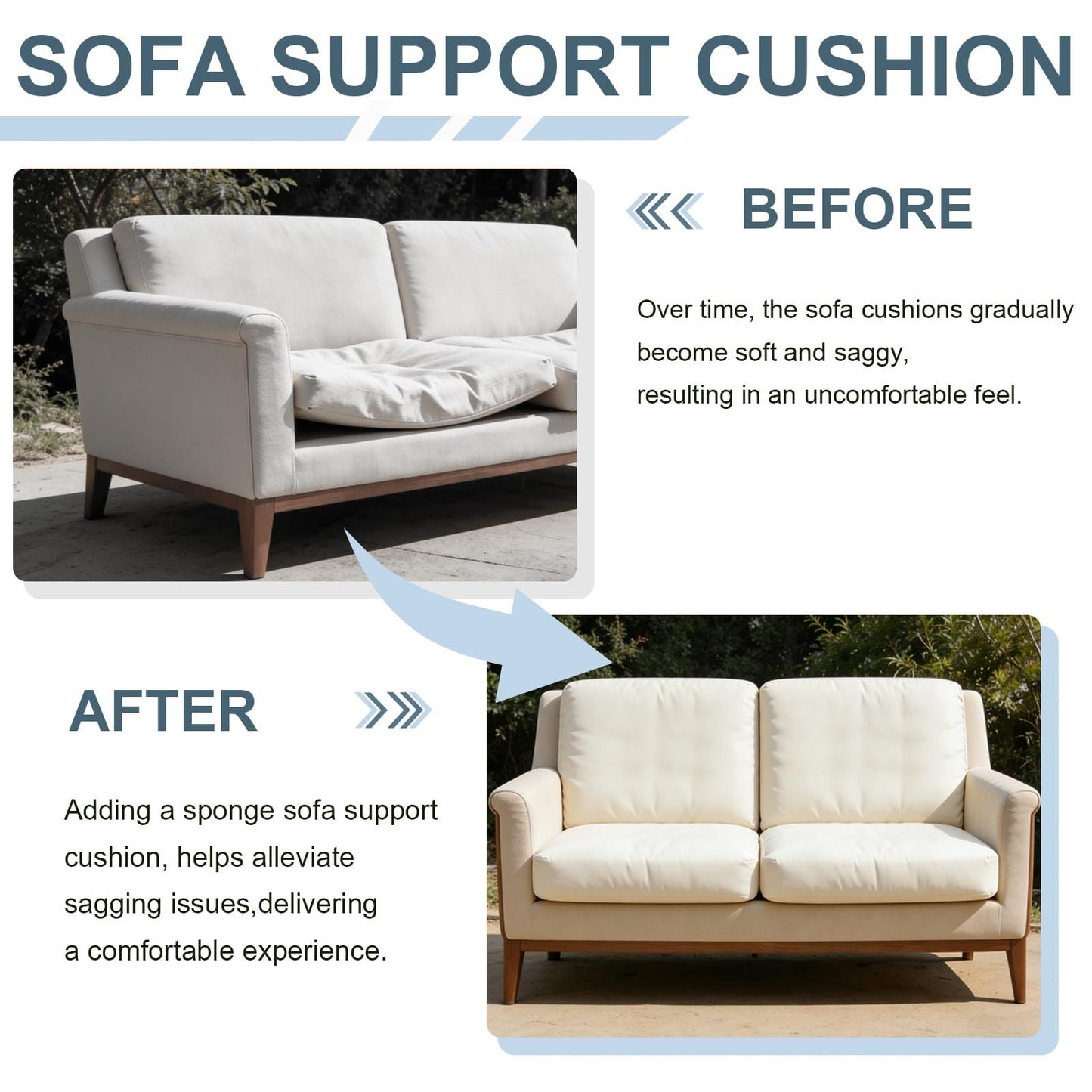 CAAGGMM Sofa Cushion Support, 2 Pack 50.5 x 50.5 cm Couch Cushion Support for Sagging Seat, Foam Sofa Supportive Boards