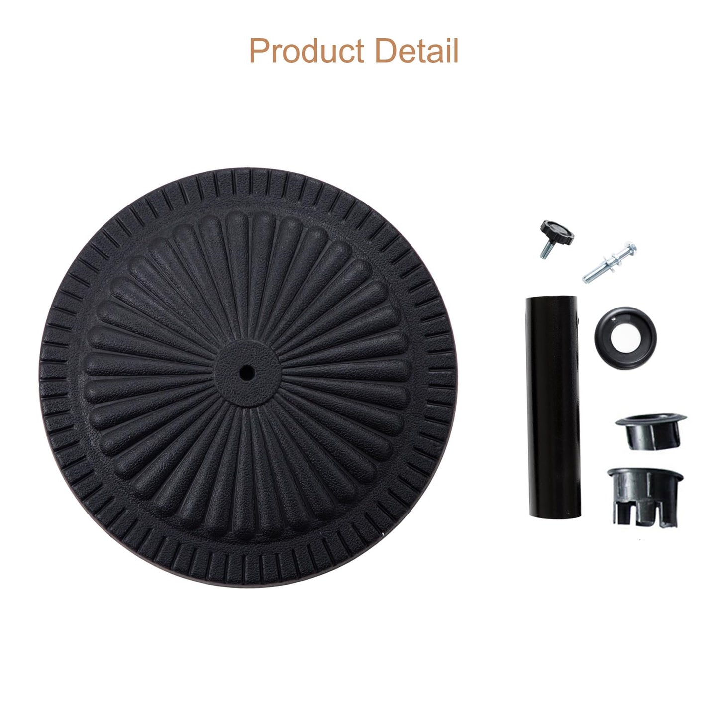 C-Hopetree 14 kg Heavy Duty Round Base Stand for Outdoor Patio Market Table Garden Parasol Umbrella, Black