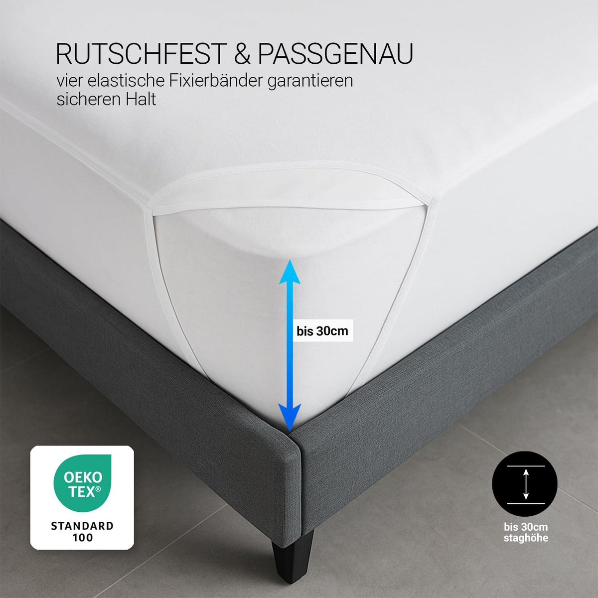 MEBY 140 x 200 cm Waterproof Mattress Protector. Breathable Cotton Mattress Topper. Mattress Protector, Waterproof, Moisture Protection, Elastic