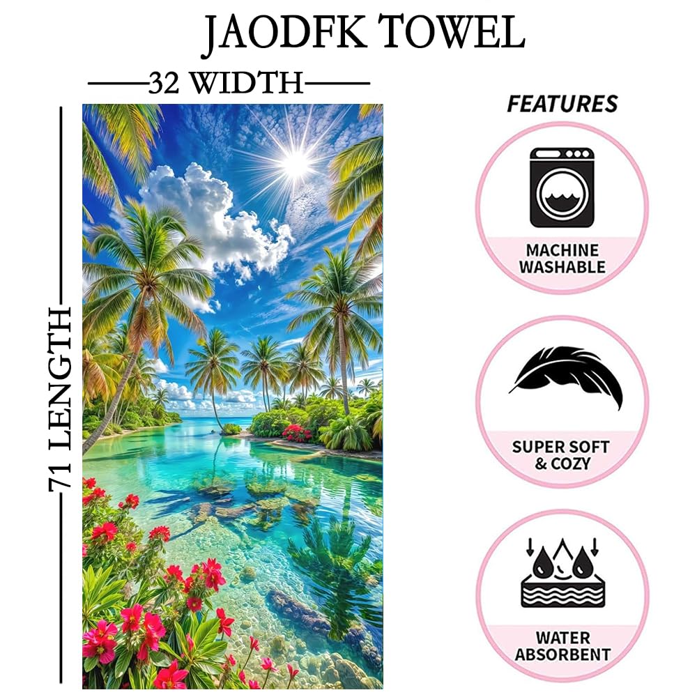 JAODFK Microfibre Beach Towel 71"X32" Quick Dry Lightweight Sand Free Extra Large Thin Towels Travel Essentials For Adults Womens Swim Bath