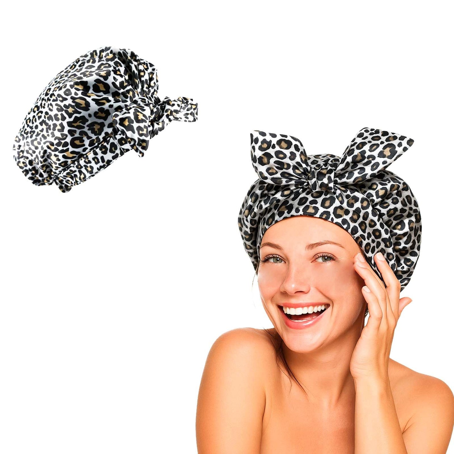 Flomiara Shower Cap for Women, Shower Hat, Waterproof Reusable Shower Caps, Hair Shower Caps for Long, for Both Men Women, Silky Sleep Bathing Cap for