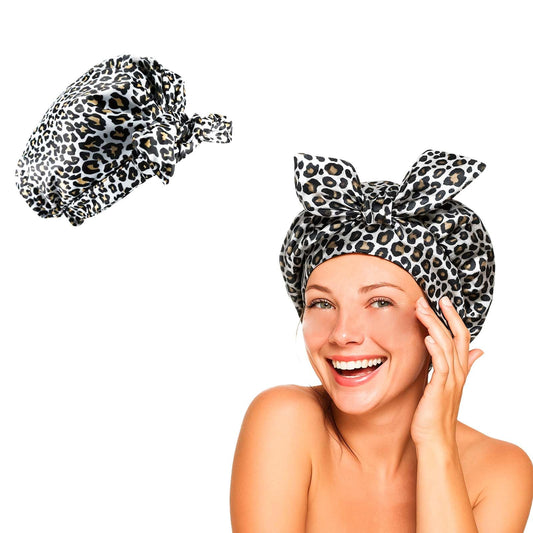 Flomiara Shower Cap for Women, Shower Hat, Waterproof Reusable Shower Caps, Hair Shower Caps for Long, for Both Men Women, Silky Sleep Bathing Cap for