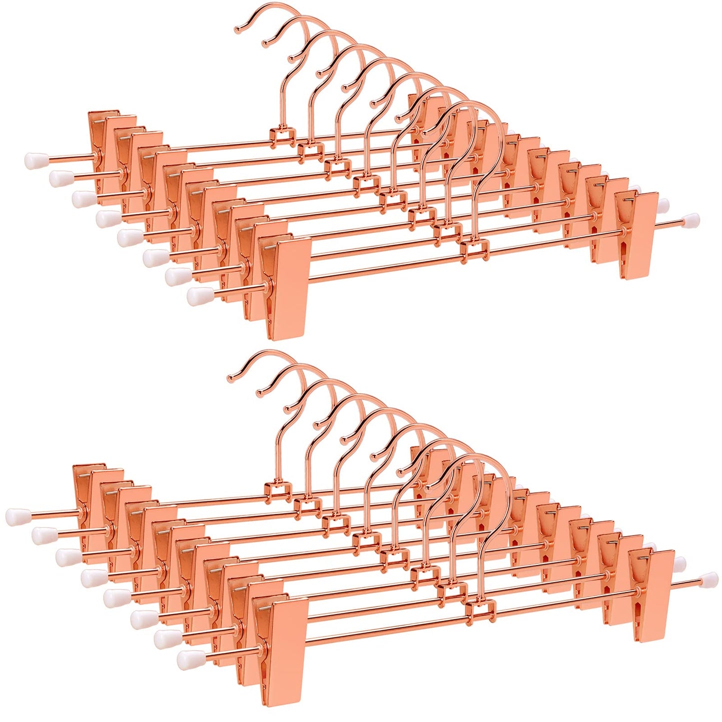 Amber Home 20pcs Shiny Metal Trousers Hangers, Iron Skirt Hangers, Copper