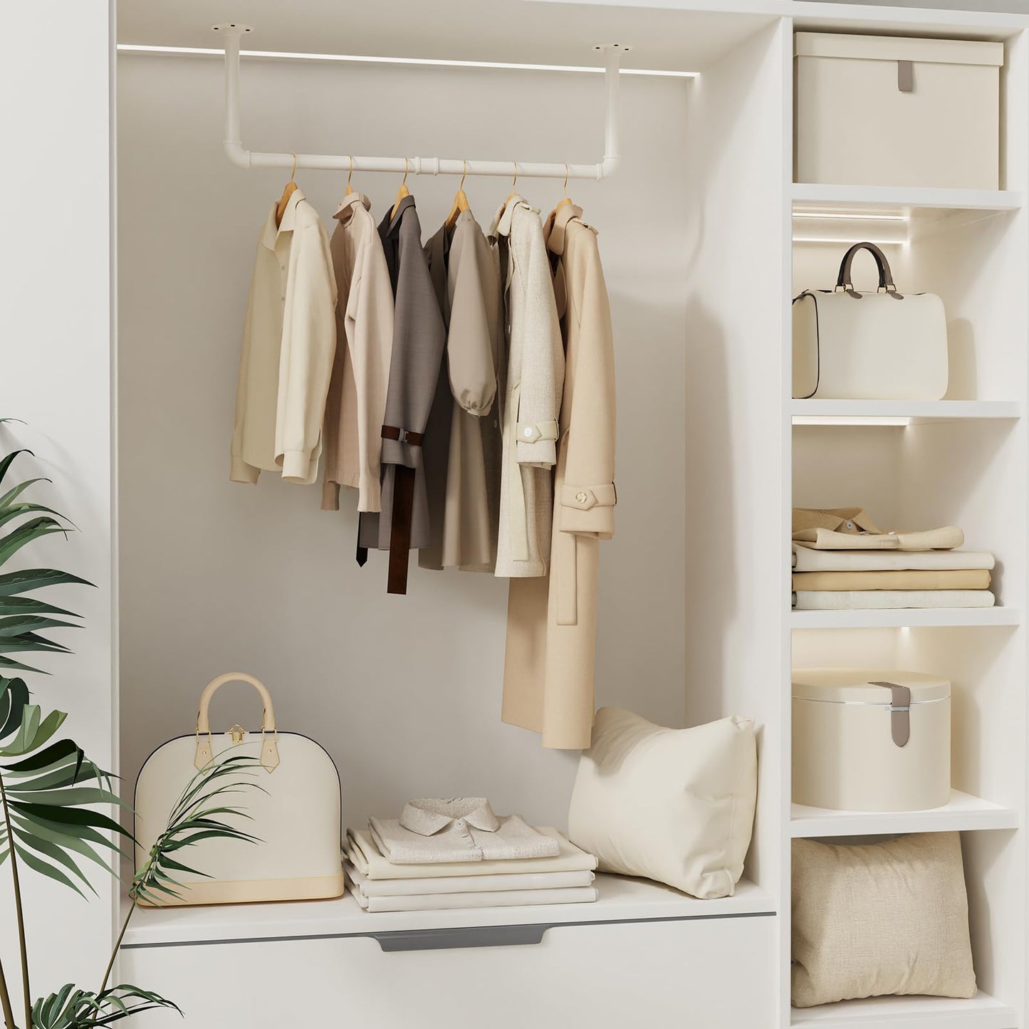 Yawinhe Wall Mounted Clothes Rail,80cm Pipe Clothes Rack,1 Pack,White