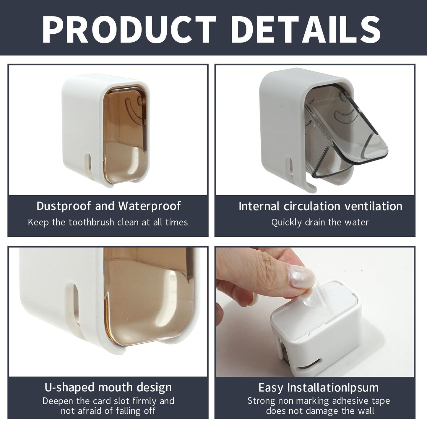 4Pcs Toothbrush Holder Wall Mounted Toothbrush Head Holder Cover Durable Dust Free Organizer for Adults Kids Space Saving Bathroom Accessory