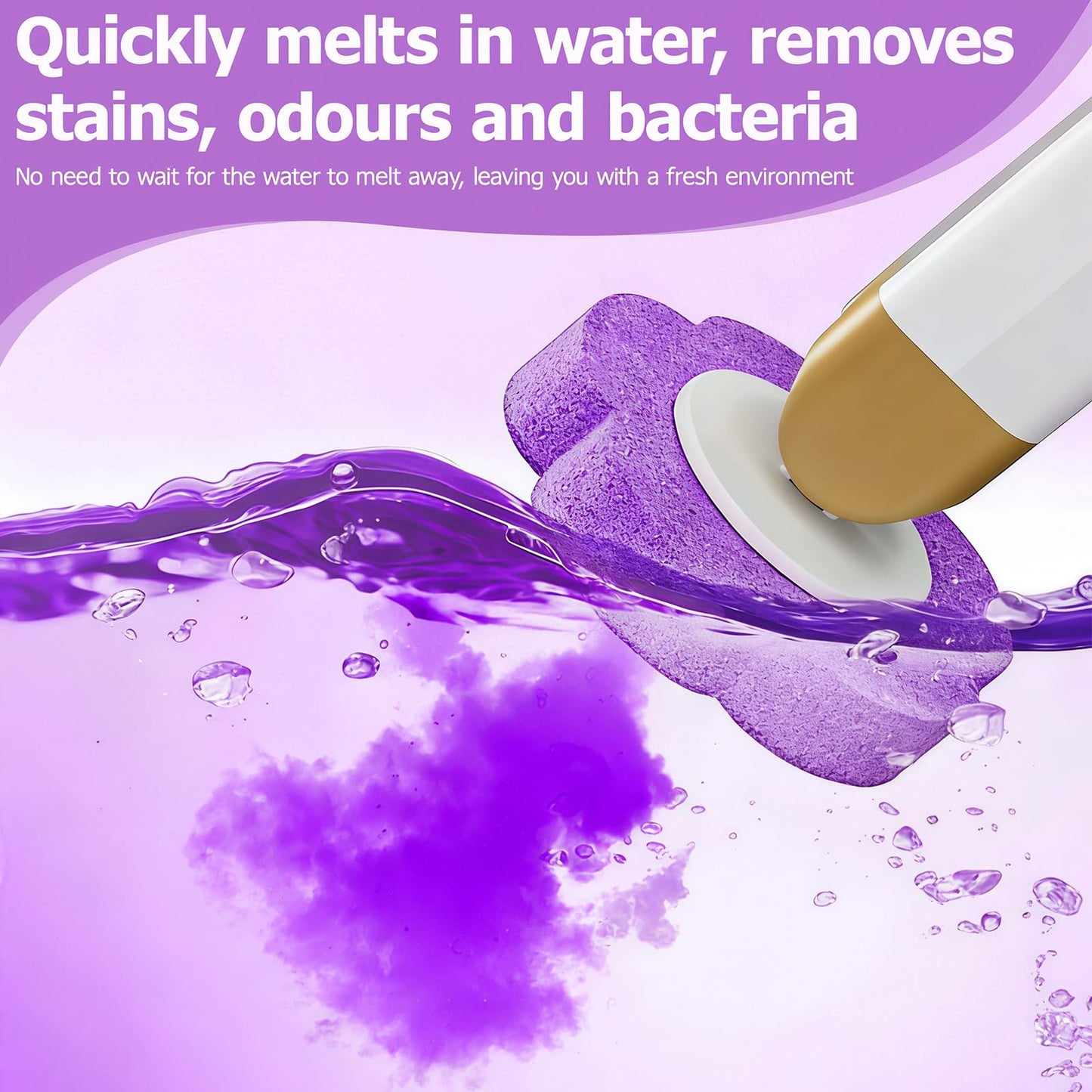 Kisizity Disposable Toilet Brush with 60 Refills, Purple Toilet Wand Kit