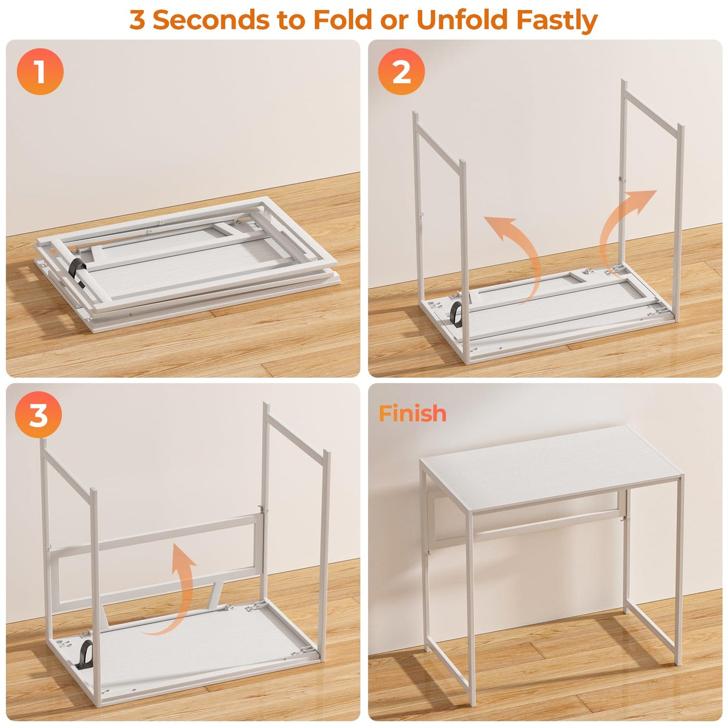 GreenForest Folding Desk 80cm No Assembly Required for Small Space, White
