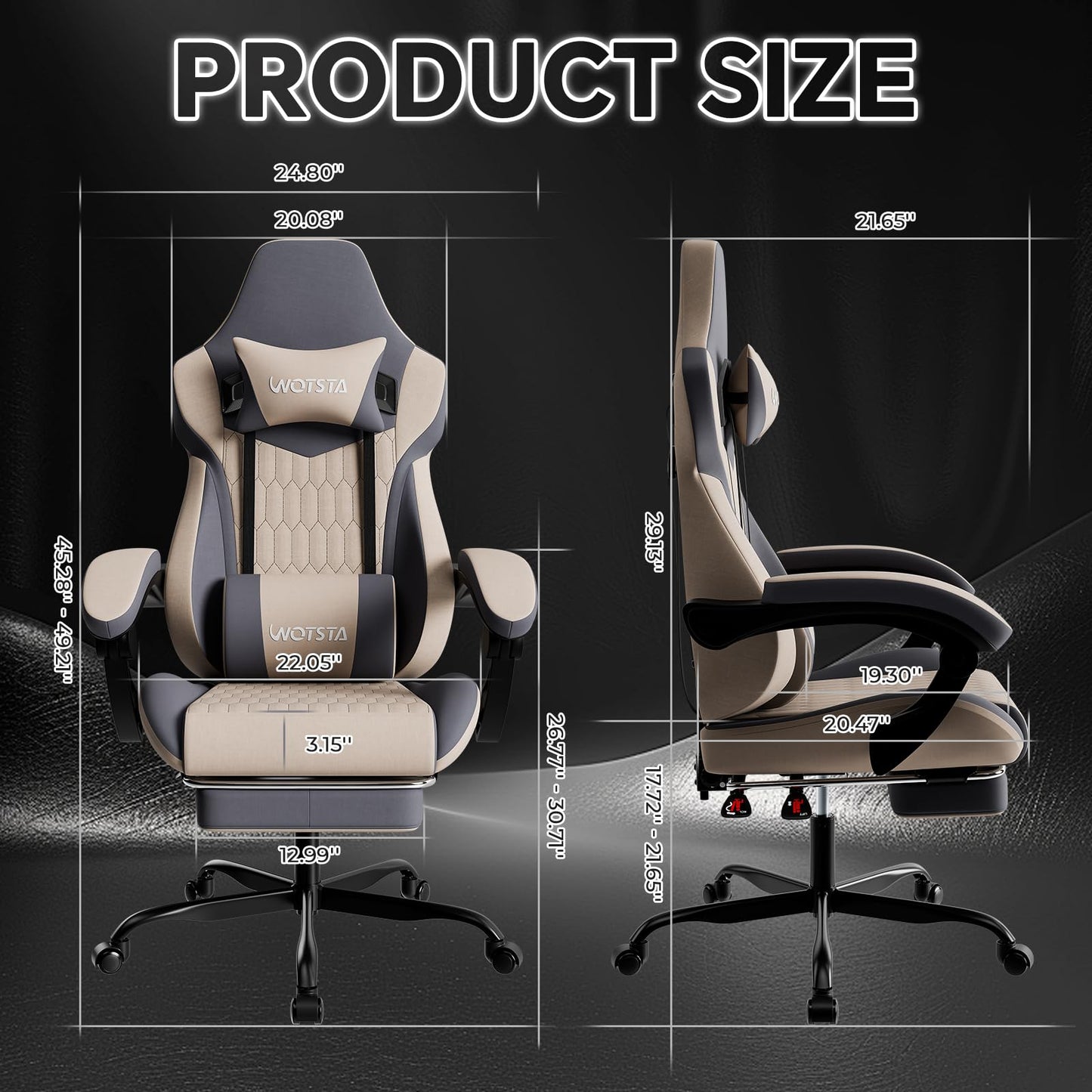WOTSTA Gaming Chair, Ergonomic Gaming Chair with Footrest and Lumbar Support, Computer Chairs
