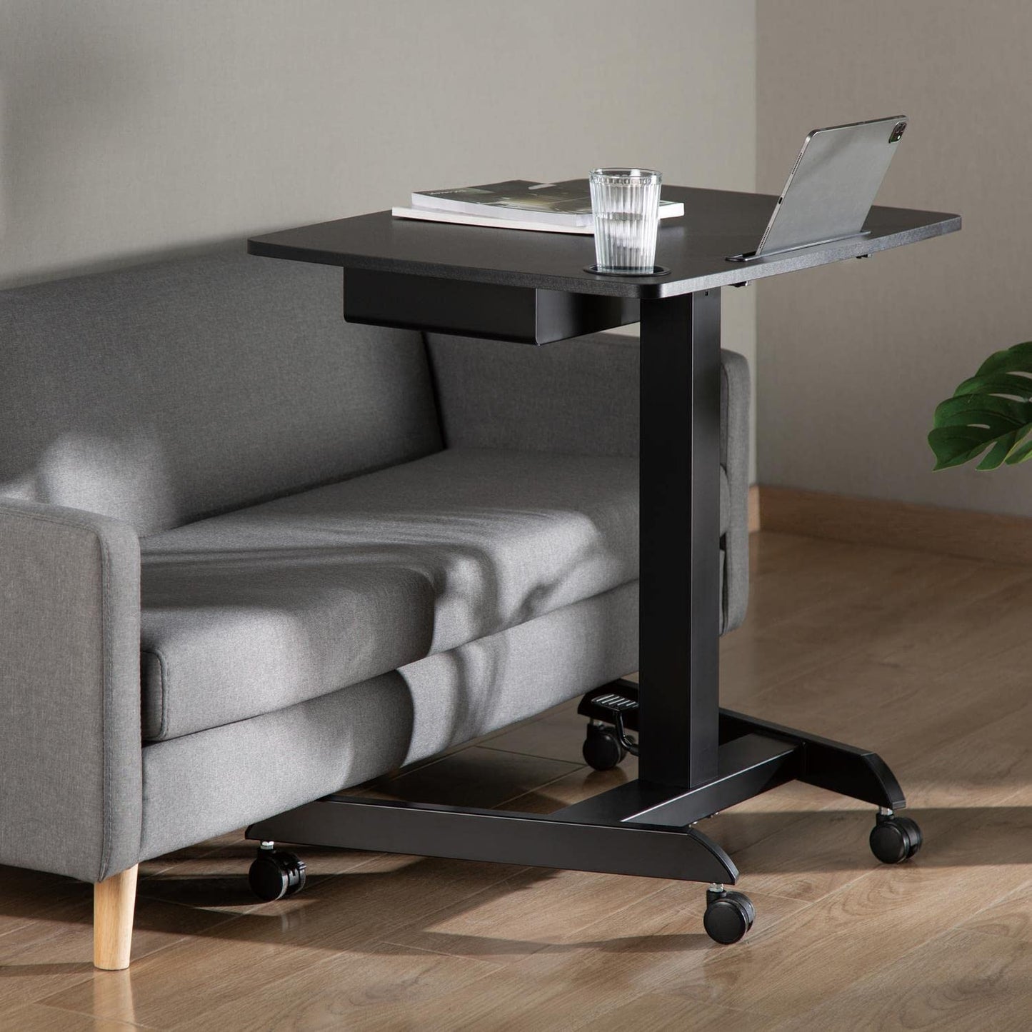 Maclean MC-903 Höhenverstellbarer Laptoptisch mit Rollen und mit Einer Schublade Sitz-steh-Schreibtisch Höhenverstellbar bis max. 113cm max. 8kg