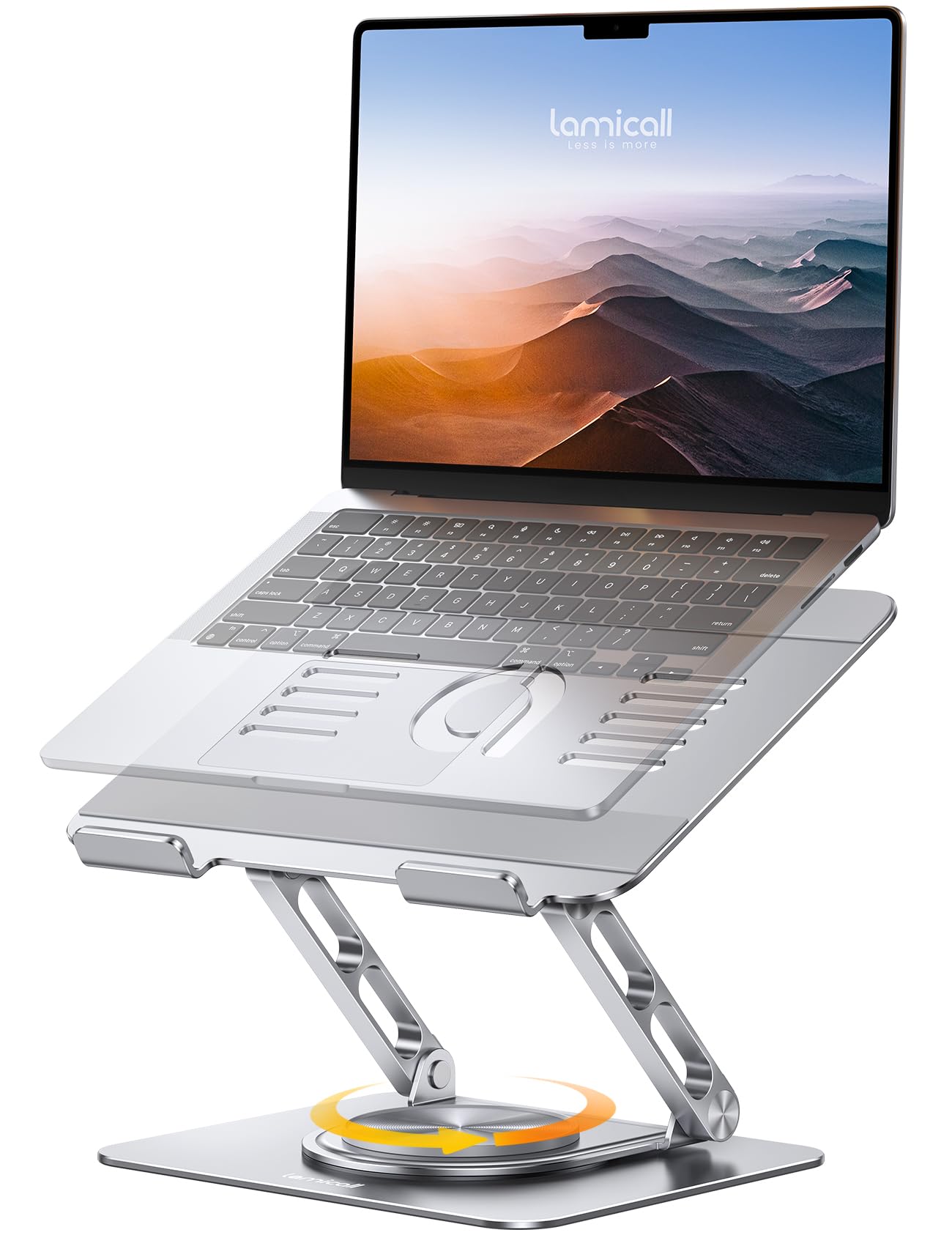Lamicall Laptop Stand Desk, Laptop Riser - [360° Rotatable] Foldable Aluminum Notebook Holder