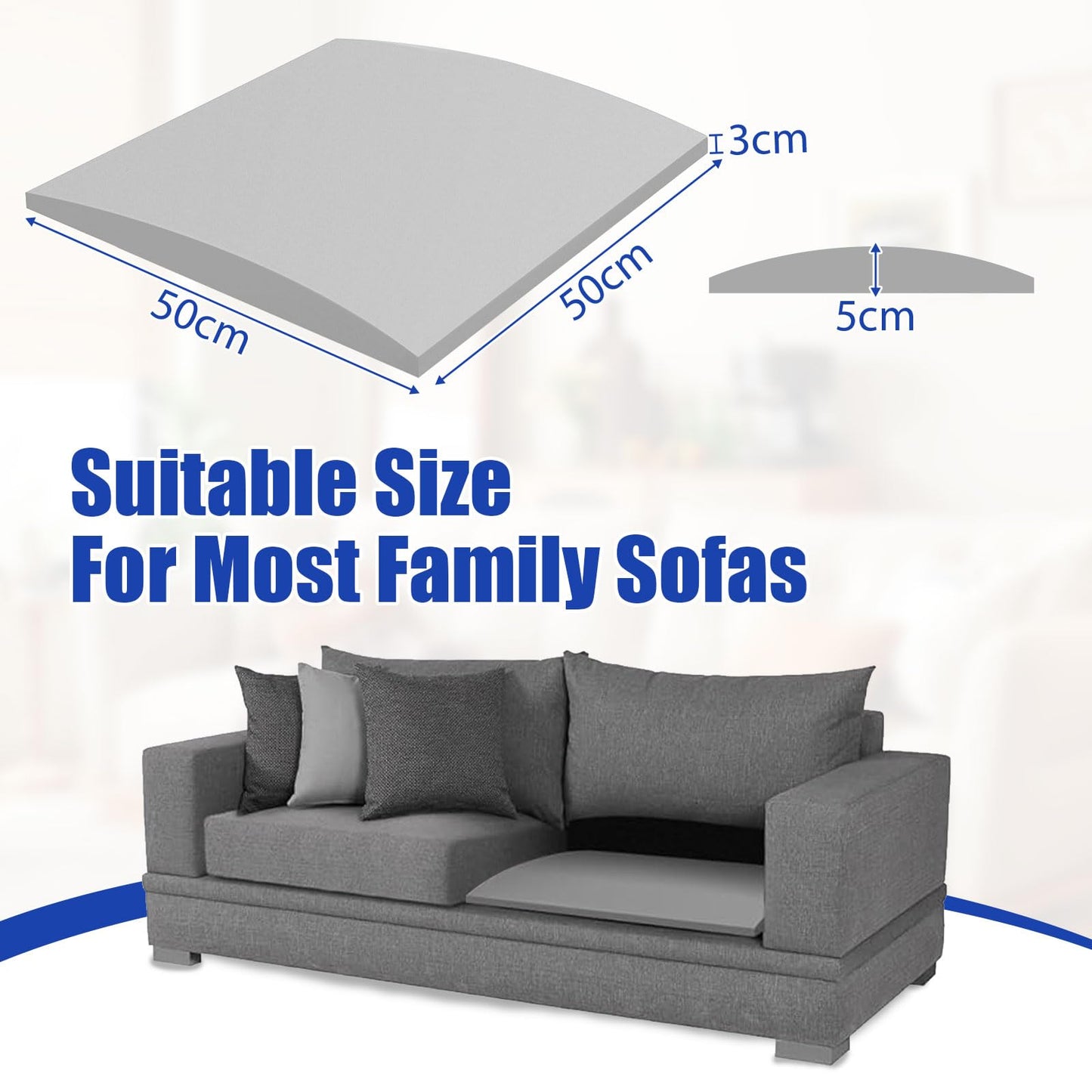 LOMGDOVC 2 Pack Sofa Cushion Support for Sagging Seat, 50x 50x5cm Sofa Cushion Support Foam, Furniture Seat Support