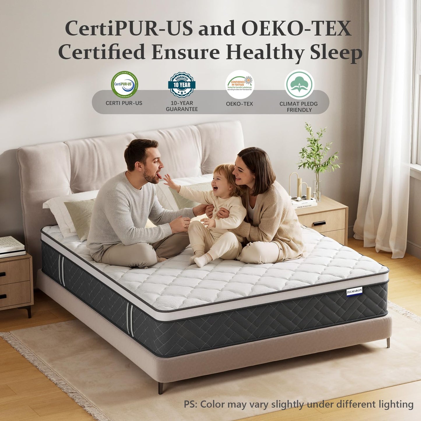 Zelmaron Super King Size Mattress, 12 Inch Innerspring Hybrid Mattress 6FT with Pocket Sprung & Breathable Foam - Medium Firm Mattresses