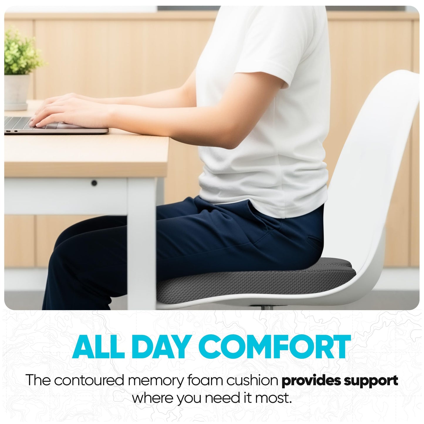 FORTEM Seat Cushion, Office Chair Cushion, Memory Foam Pillow for Sitting