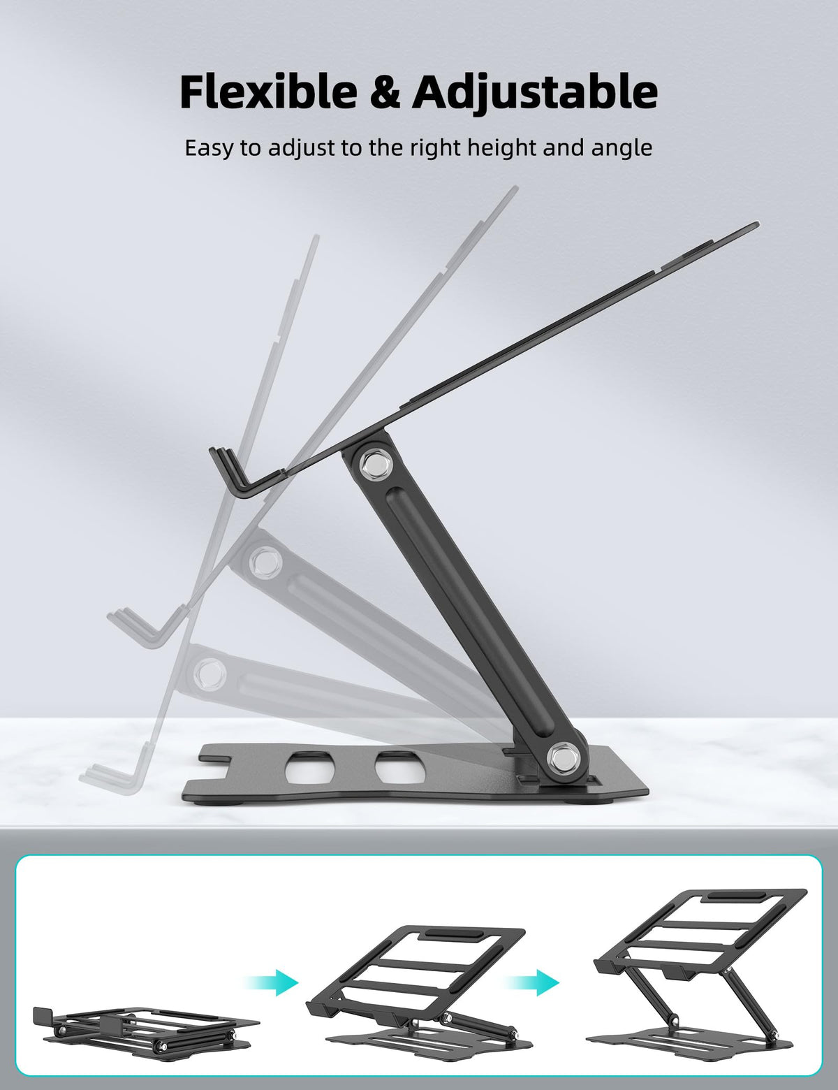 FAPPEN Laptop Stand, Universal Adjustable Steel Laptop Stand for Desk, Ergonomic Foldable Portable Desktop Laptopriser Compatible with 10''-15.6''