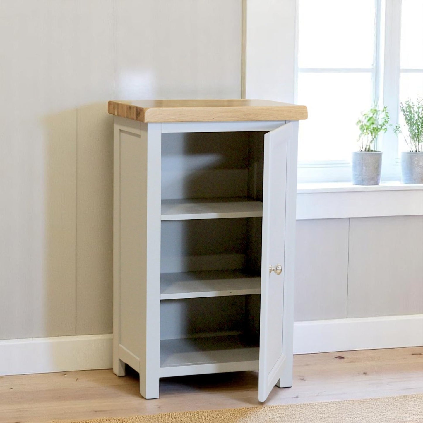 GROF Furniture Cashmere Grey Slim Cabinet, Wooden Shoe Cabinet for Hallway, Storage Unit for Living Room, Hallway Storage Unit 1 Door