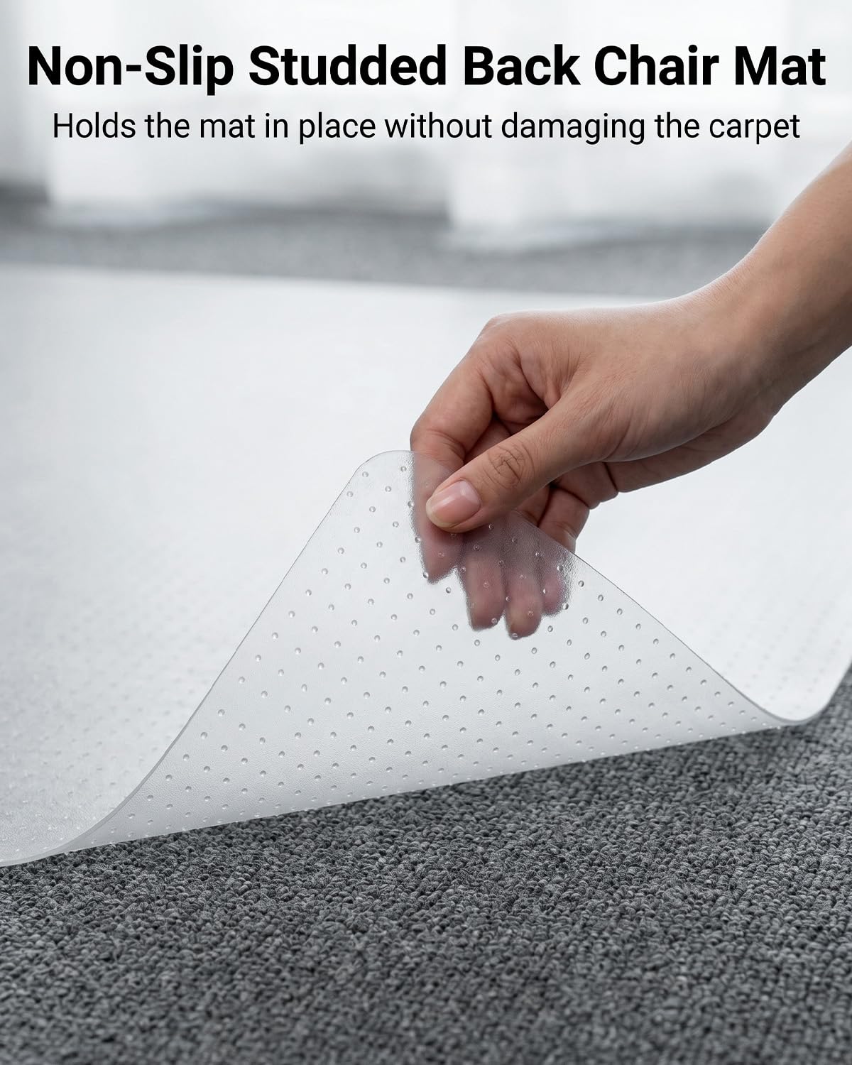 PVC Office Chair Mat for Hard Floors, Non-Slip Clear Desk Chair Mat, Thick Plastic Floor Protector for Wood, Tile, Laminate - 75x120 cm(2.5'x4')