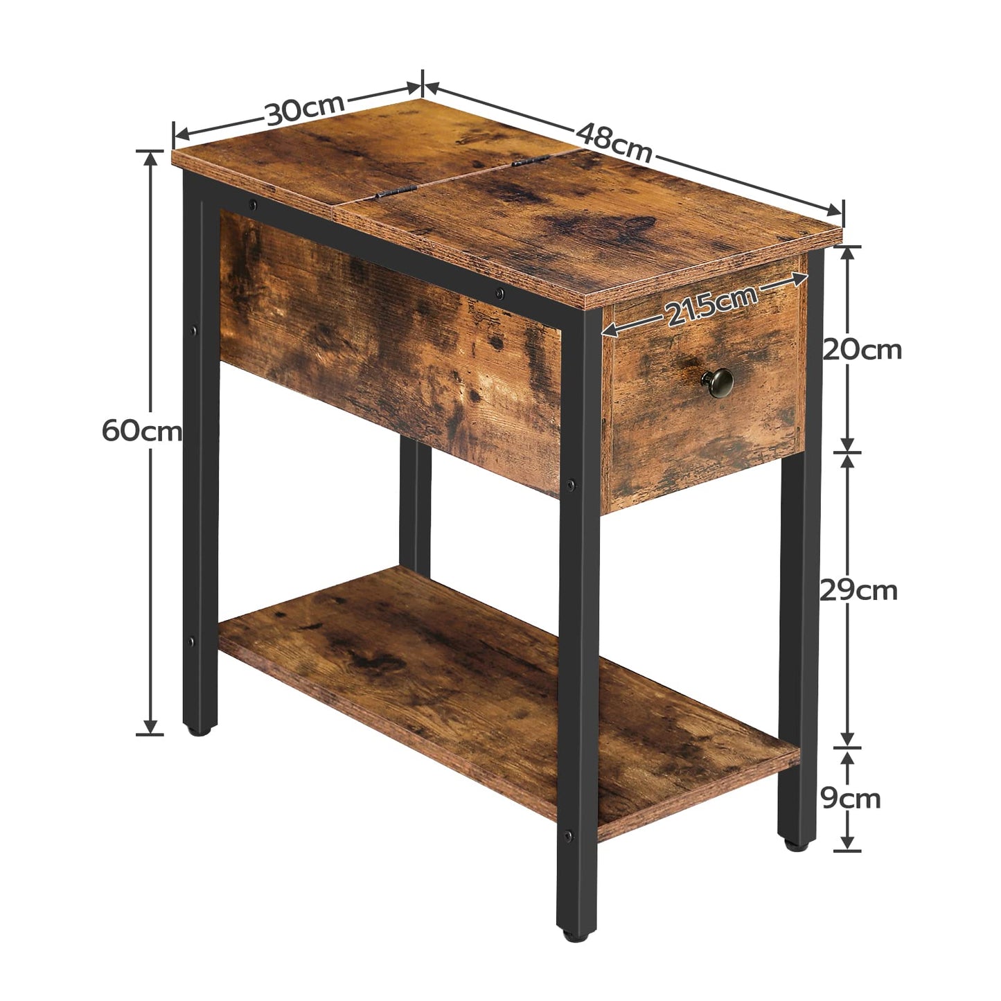 HOOBRO Narrow Side Table, Slim Bedside Table for Small Spaces, Flip Top End Table, Couch Arm Chair Side Table with Storage Shelf