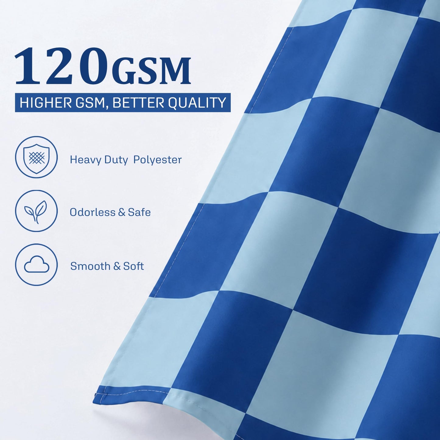 Ohocut Retro Checkered Shower Curtain for Bathroom, Beautiful Vintage Checkered Shower Curtain, Washable Fabric Bath Curtain (Double Blue, 72" x 72")