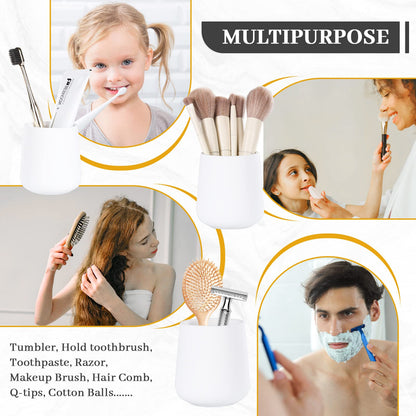 BosilunLife White Bathroom Accessory Set - 3 pcs Ceramic Bathroom Soap Dispenser Set Farmhouse Bathroom Counter Decor Set Accessories