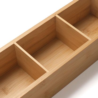 XIMISISE Bamboo Bathroom Basket, Wood Toilet Tank Basket, Wooden Storage Box With 3 Compartments for Bathroom Organizer 37 x 12 x 8 cm